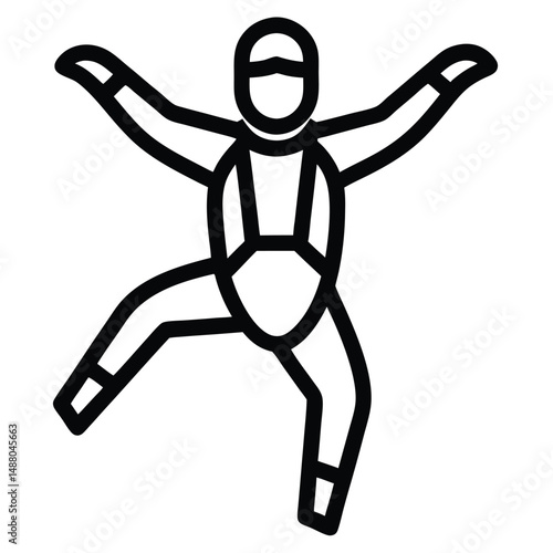 Skydiver in Freefall Action Sports Icon Illustration