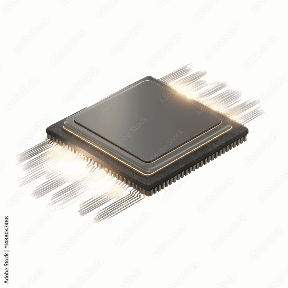 Futuristic Microchip High-Performance Processor with Glowing Connections Futuristic Microchip High-Performance Processor with Glowing Connections