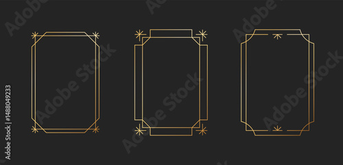 Frame art deco geometric shape golden  collection. Abstract modern minimalist border line.