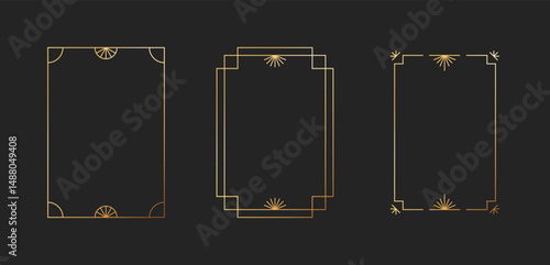 Frame art deco geometric shape golden  collection. Abstract modern minimalist border line.