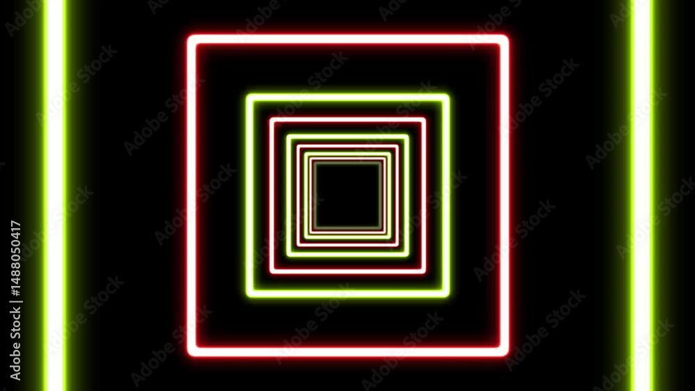 A dark room with a tunnel of red neon tube lights glowing in the concrete floor creates a mesmerizing and immersive experience. 3d rendering seamless loop motion of tunnel A dark room with a tunnel of red neon tube lights glowing in the concrete floor creates a mesmerizing and immersive experience. 3d rendering seamless loop motion of tunnel