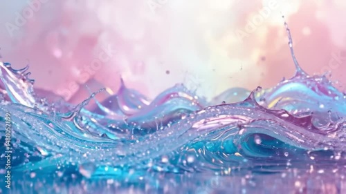 Liquid Motion Abstract Art - Ethereal Fluid Forms in Blue, Purple & Pink, Hypnotic Swirls & Glossy AI-Generated Digital 