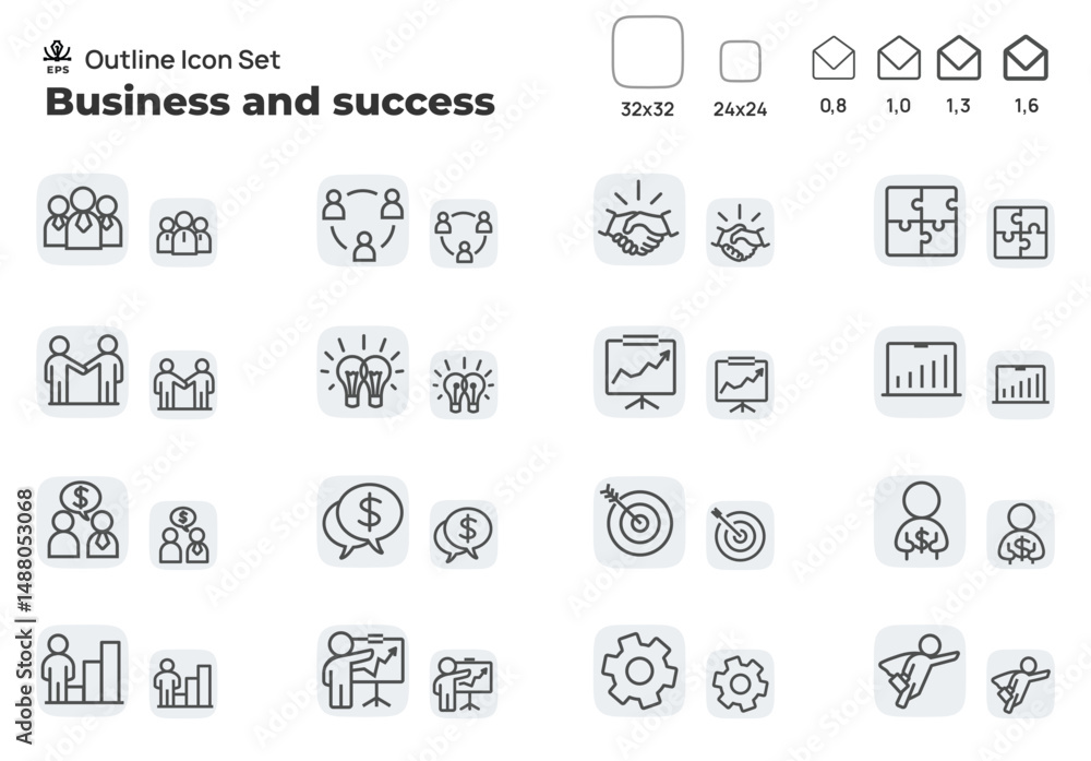 Synergy, deals and business success. Concept editable stroke outline icons set isolated on white background flat vector illustration. Pixel perfect Synergy, deals and business success. Concept editable stroke outline icons set isolated on white background flat vector illustration. Pixel perfect