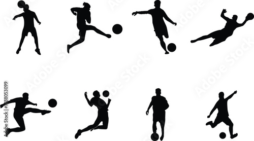 Wallpaper Mural Football And Soccer player silhouettes vector, Football action poses vector silhouettes  Torontodigital.ca