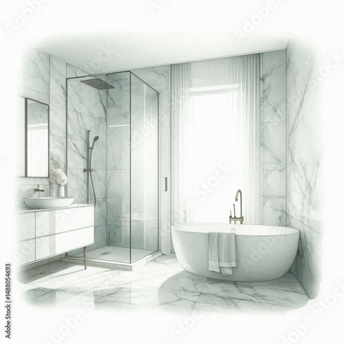 Ripple Refuge bathroom isolated watercolor vector illustration svg