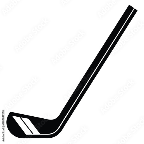 Ice Hockey Stick Black and White Icon Illustration