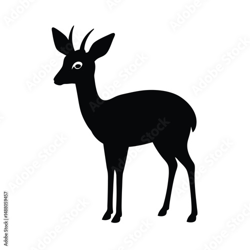 Dik Dik Tiny Horns Vector Silhouette