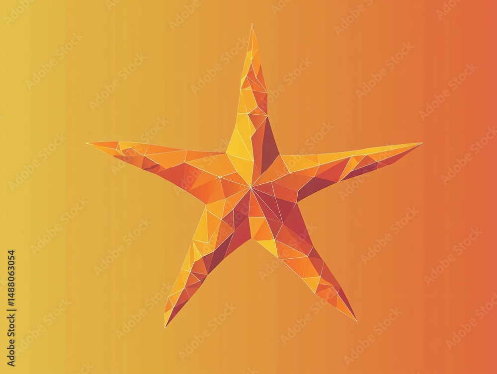 Fototapeta premium Geometric Star Design in Bright Orange and Yellow Color Gradient