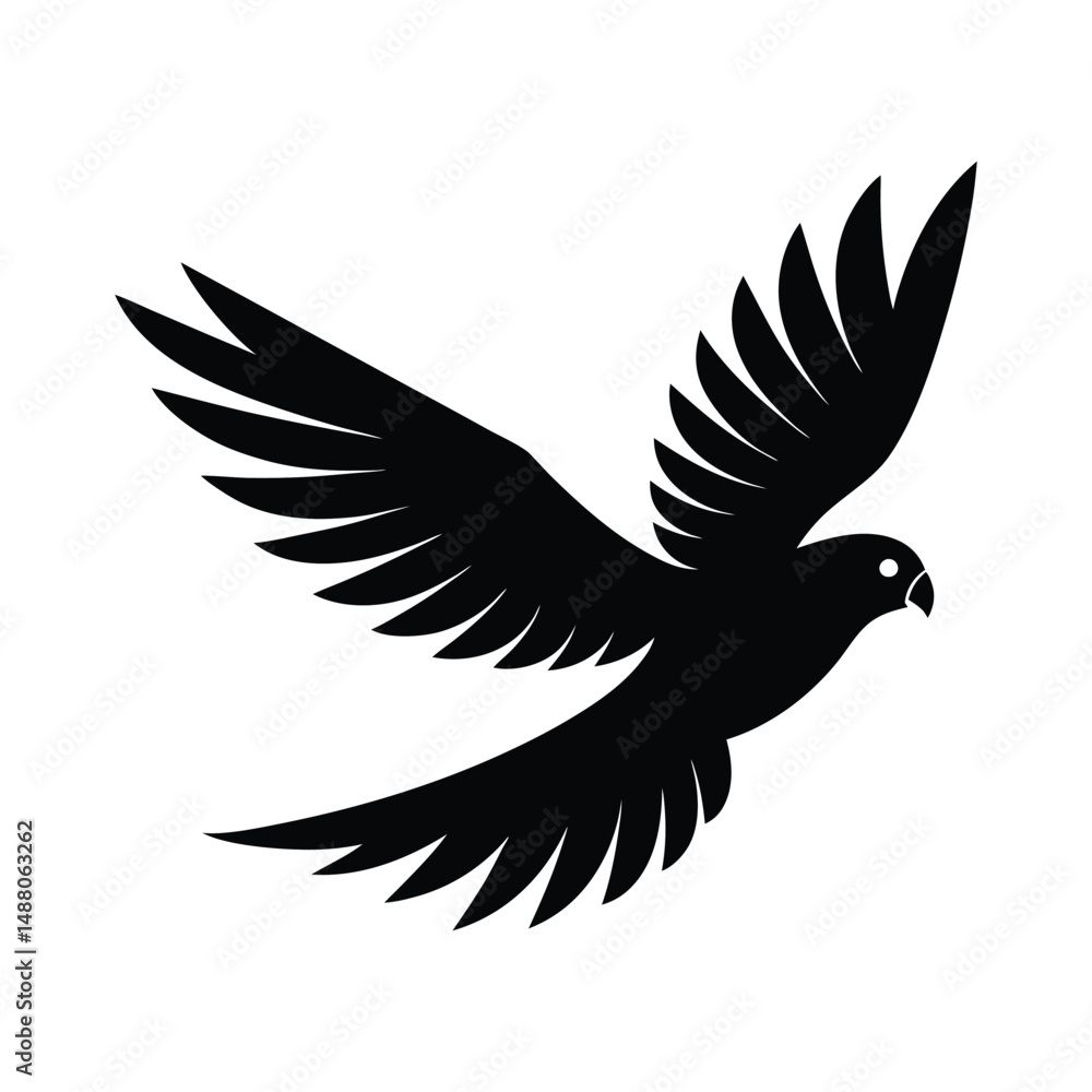 Fototapeta premium Kestrel Flying Wings Vector Silhouette