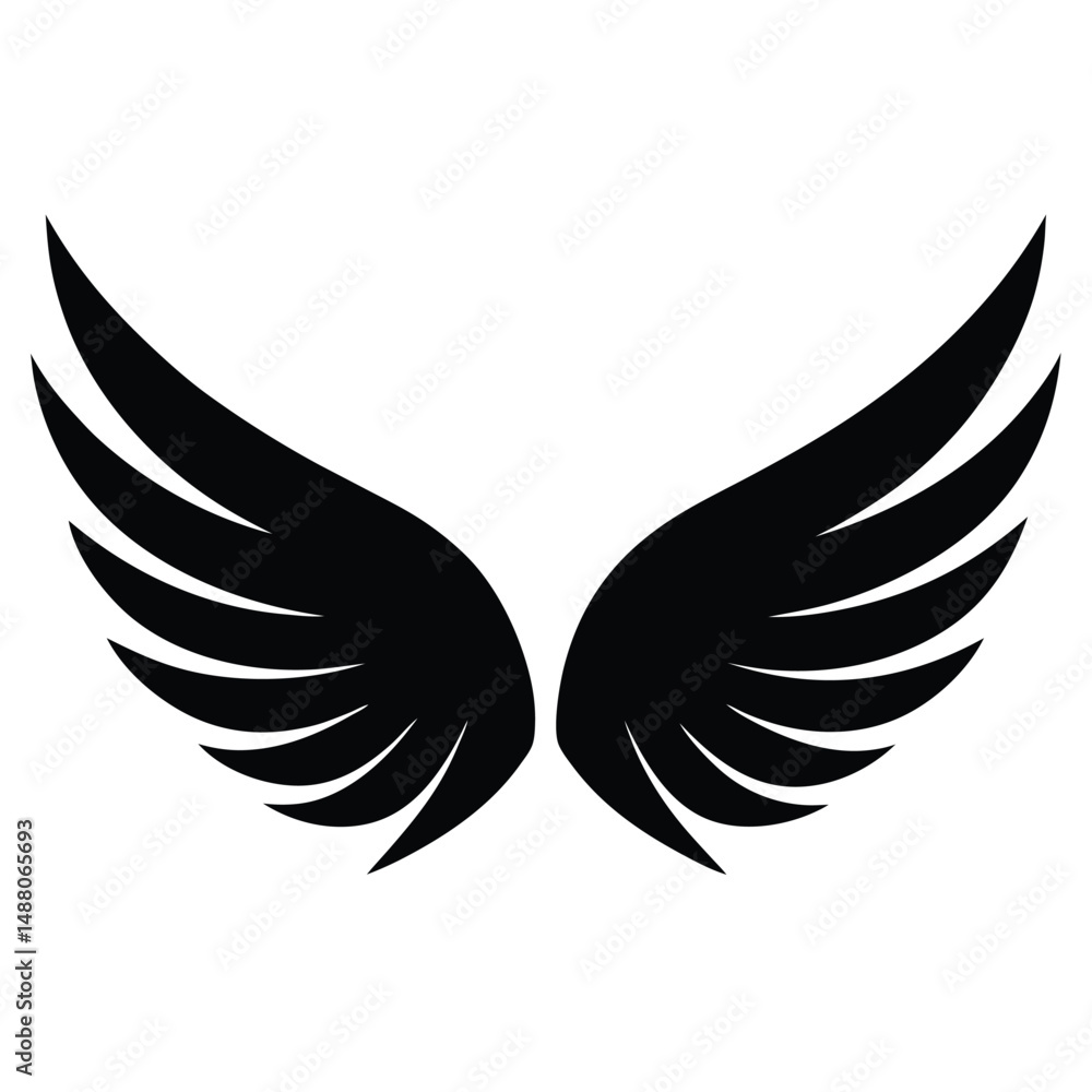 Fototapeta premium Black Wings Illustration Simple, Elegant Wing Design for Logos, Tattoos, and More