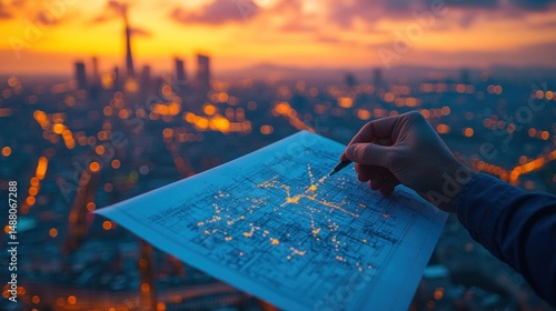 Urban Planning at Sunset: Architect's Vision