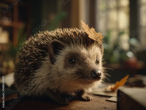 Cute hedgehog with tiny ora...