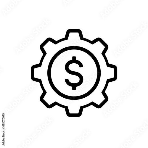 Minimal cog with dollar sign icon in modern design