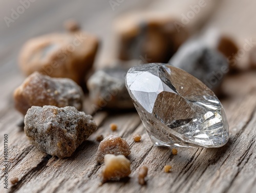 Shiny, faceted gemstone lie...