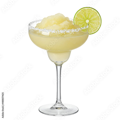 Frozen Margarita with Lime in Cocktail Glass