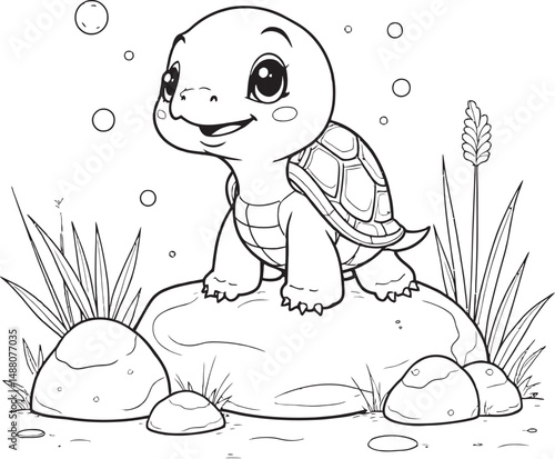 Turtle Outline Under the Sea Art Coloring Pages