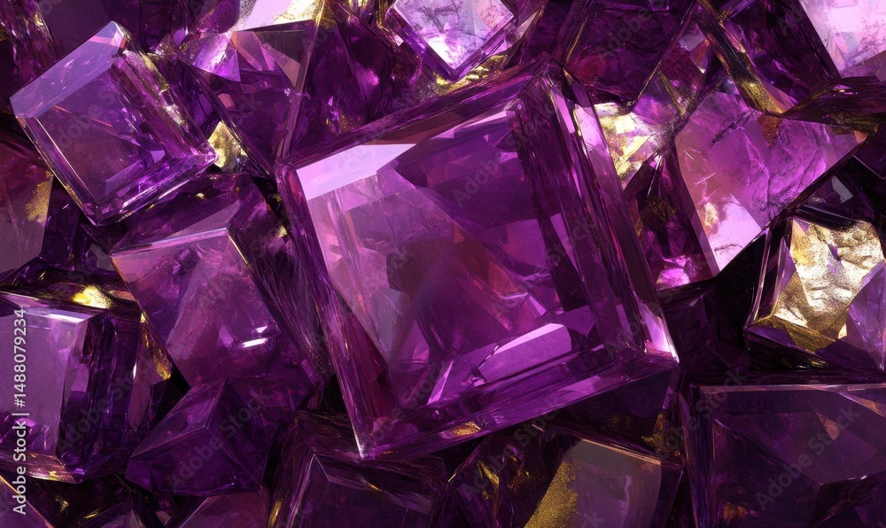Purple gemstone pile, close-up, luxury texture, background, jewelry design Purple gemstone pile, close-up, luxury texture, background, jewelry design