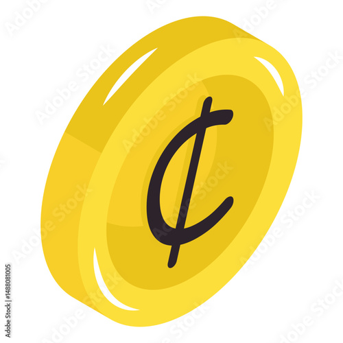 An editable design icon of cent coin