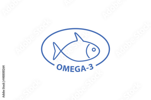 omega 3 black outline badge icon label isolated vector 