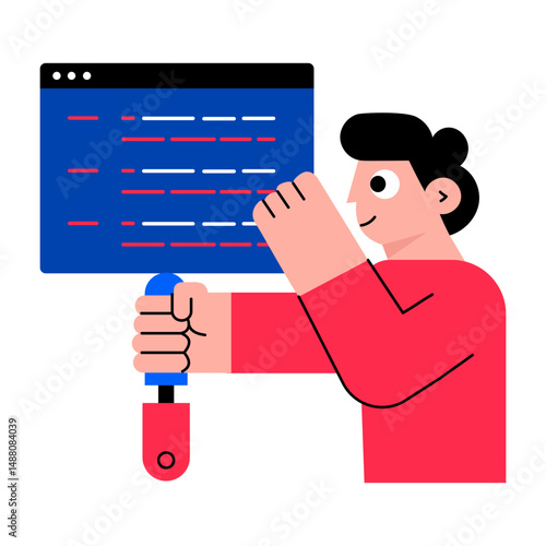 A flat style illustration of code fixer character