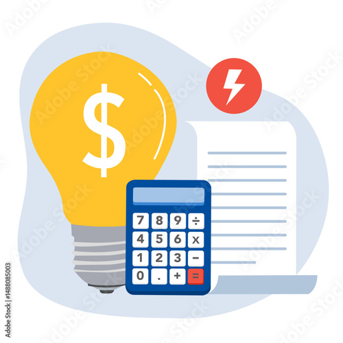Growing up cost of living. Grocery price rising up. Utility bills, gas and electricity consumption expenses. Inflation or economic recession effect. Flat vector illustration