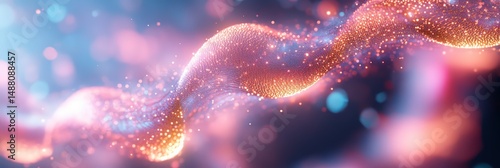 Abstract Colorful Digital Wave with Particles and Light Effects