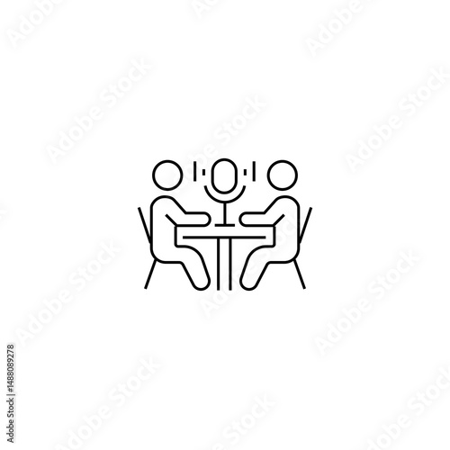 single outline icon podcast people related to podcast or communication. with people element and microphone. linier icon collection. editable stroke. vector illustration.