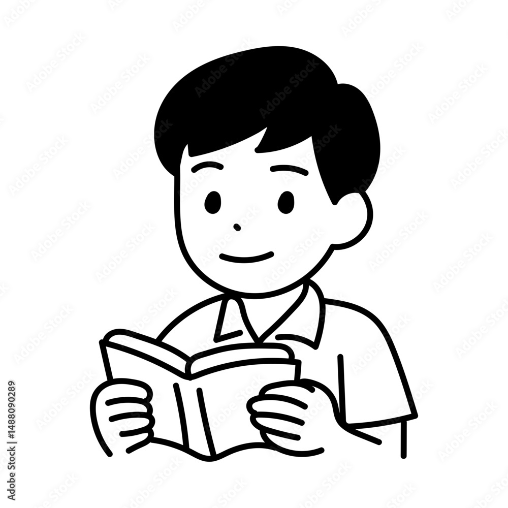 student boy Avatar people human school cartoon read a book and study student boy Avatar people human school cartoon read a book and study