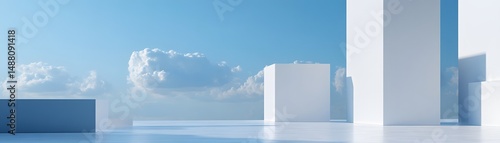 Empty minimalist architectural scene under a pale sky.