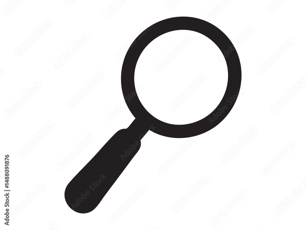 black silhouette of magnifying glass icon isolated on white background, vector illustration. Concept of search tool, zoom symbol, exploration sign, flat design element black silhouette of magnifying glass icon isolated on white background, vector illustration. Concept of search tool, zoom symbol, exploration sign, flat design element