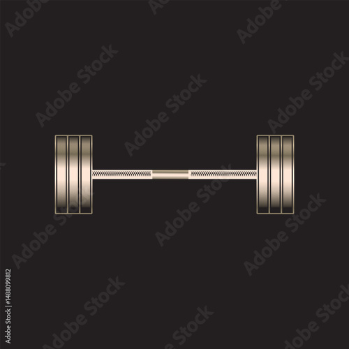 Realistic model of barbell on a black background vector