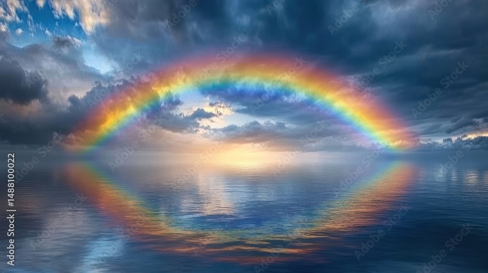 Rainbow Over Water Reflection Landscape Rainbow Over Water Reflection Landscape