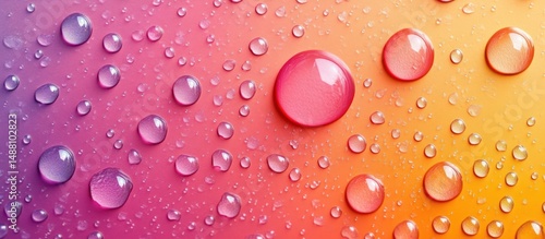 Water Droplets on Colorful Gradient Surface Background