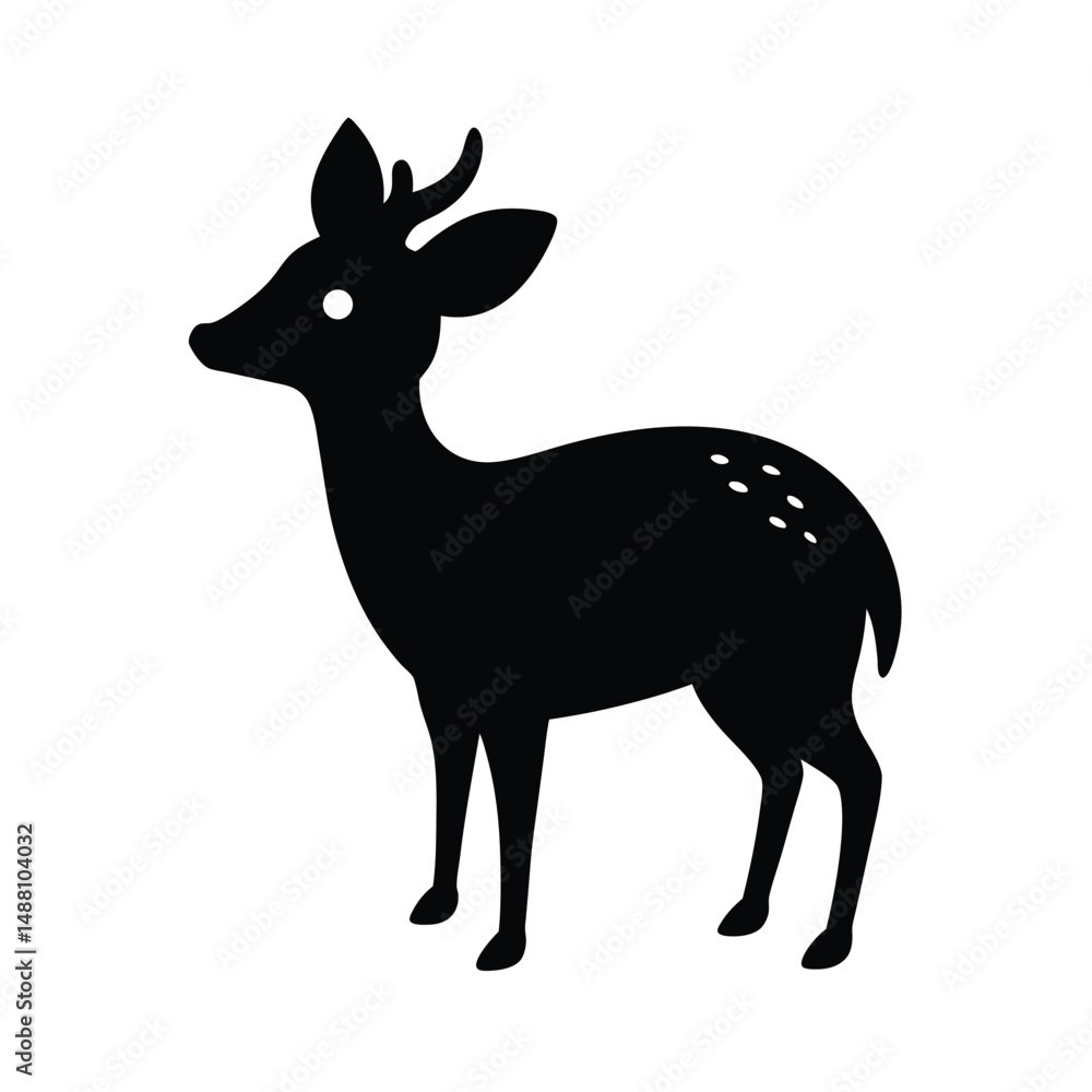 Fototapeta premium Pudu Small Antlers Vector Silhouette