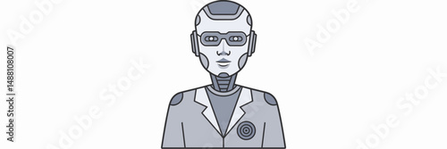Vector icon of humanoid AI robot assistant with lab coat – Great for healthcare tech branding, robotics interfaces, or educational media