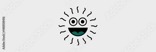 Happy face vector with radiating lines – Ideal for optimism-focused messaging, positive brand content, or expressive emotion visuals