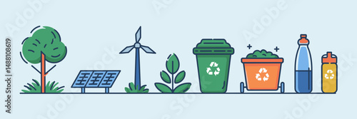 Icon set of reusable and sustainable items – Great for zero-waste campaigns, eco-education, or green product labels