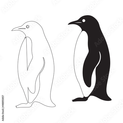 penguin vector silhuette illustration art vector on white background