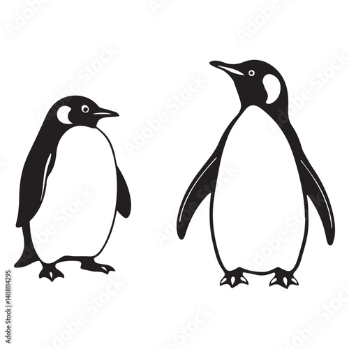 penguin vector silhuette illustration art vector on white background