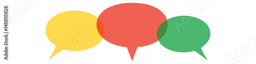 Colorful overlapping chain layering balloon speech bubbles vector. Ideal for social media, chat apps, forums, customer service, teamwork, messaging, and communication-themed designs or infographics.