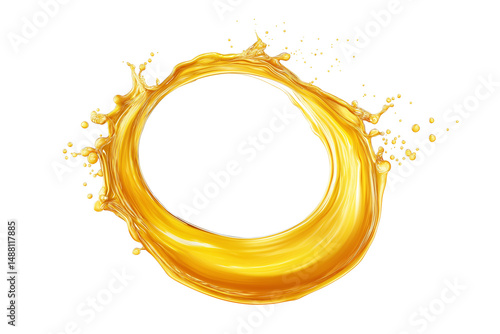  abstract golden liquid  circular splash isolated on white background
