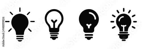 Light bulb idea icon vector illustration concept for innovation and creative thinking, Isolated On White Background silhouette.