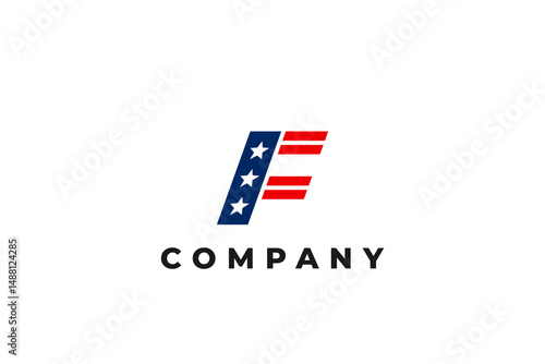 letter f capital american usa flag star logo
