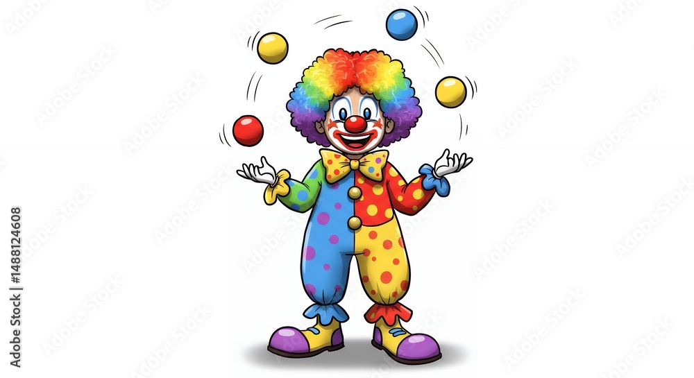 Naklejka premium Colorful clown juggling balls image