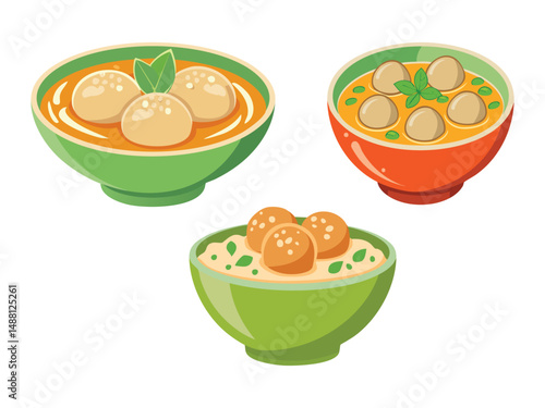 vector illustration of an Indonesian food Bakso (Indonesian Meatball Soup)