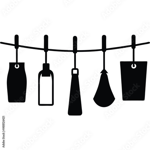 cleaner element isolated clothesline on white background