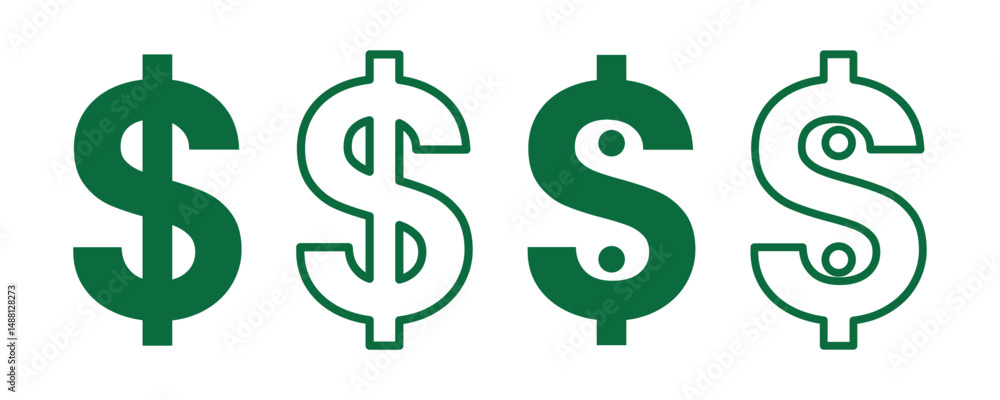 Obraz premium dollar sign icon set, money symbol collection, financial currency vector pack