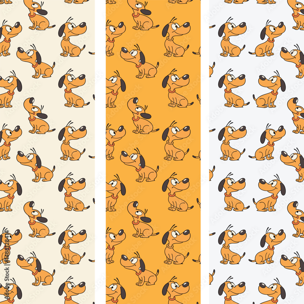 Naklejka premium Dogs Meeting Seamless Vector Pattern Design