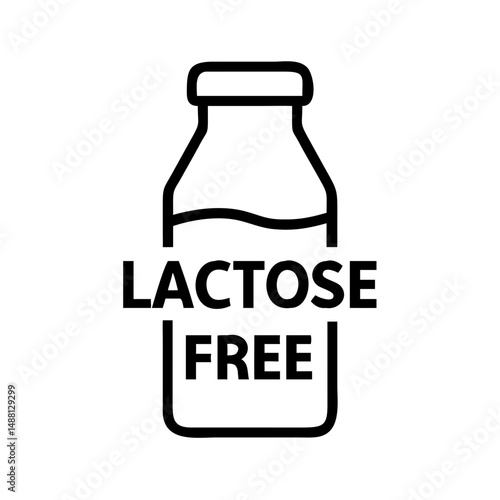 Lactose-free milk bottle graphic in minimalistic style  