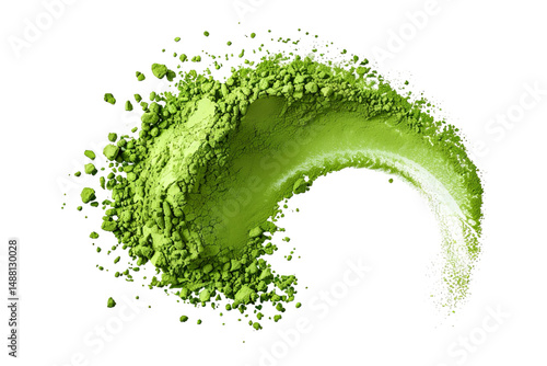 Matcha powder on white background